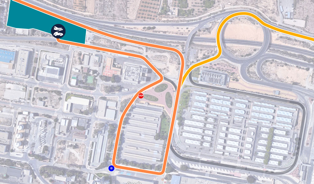 Map showing how to find the car park